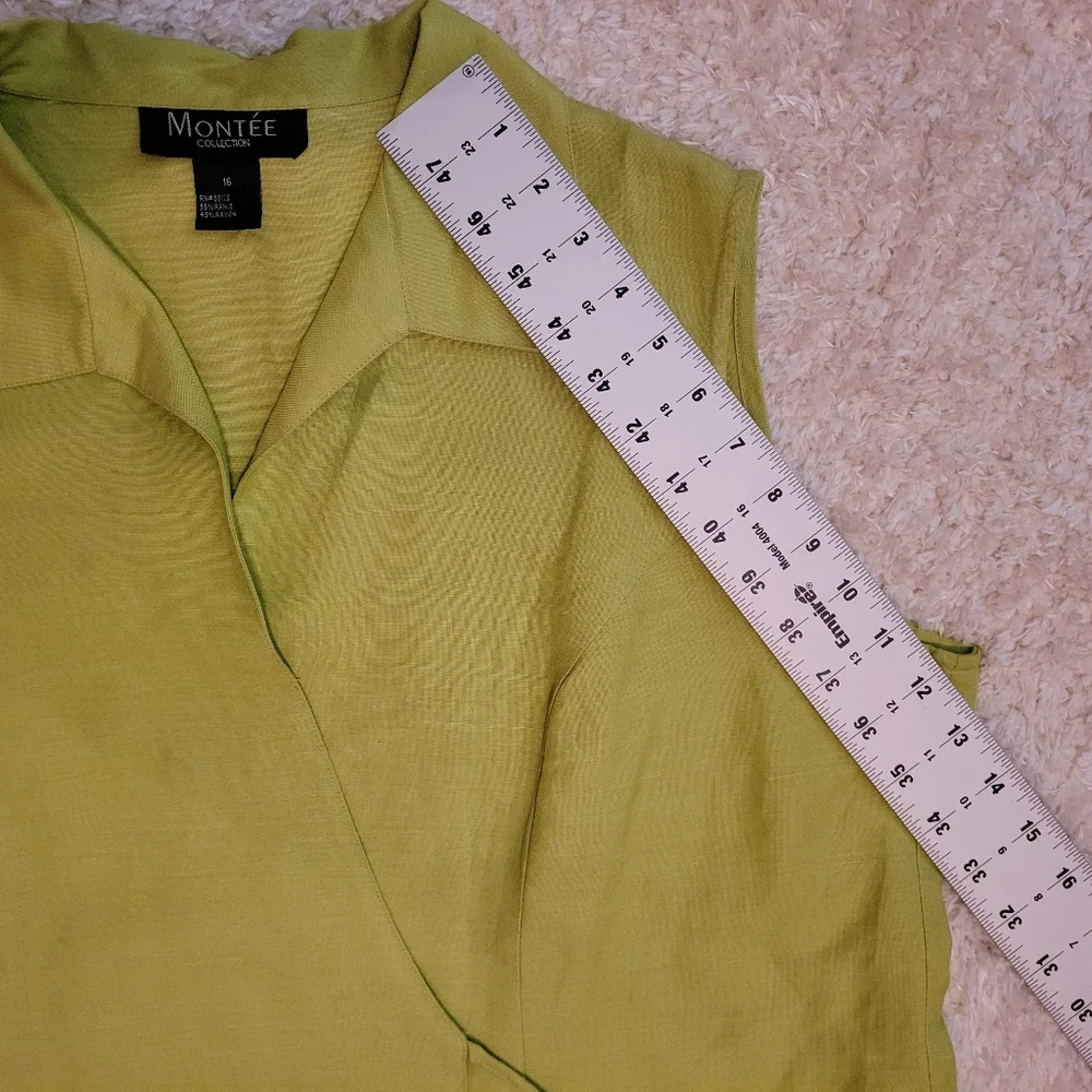 Vintage Montee' Collection lime green wrap top size 16 - Picture 8 of 10